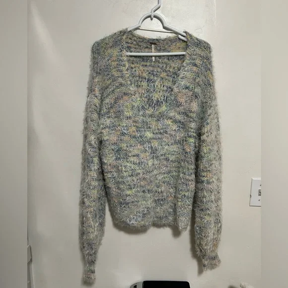 Free People gelato oversized Cozy Multicolor Fuzzy Sweater small oversized fit - Picture 2 of 6